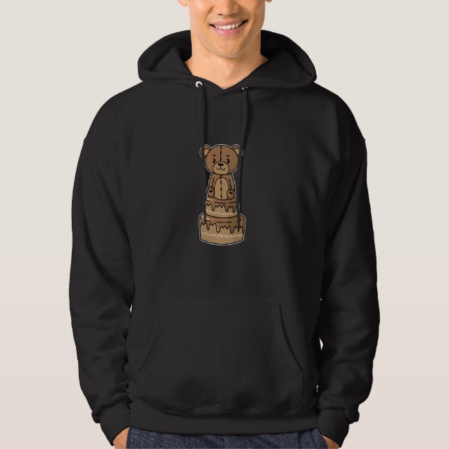 Teddy with Birthday Cake Hoodie (Front)