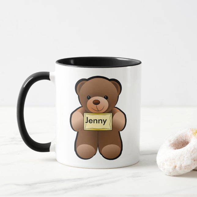 Teddy With Name Mug (With Donut)