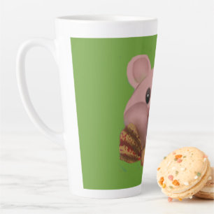 teddy with ribon latte mug
