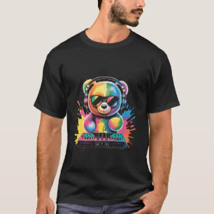 Teddybear DJ on Turntables EDM Synthesizer Rave Mu T-Shirt