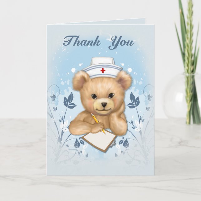 Teddybear Nurse Thank You Card (Front)