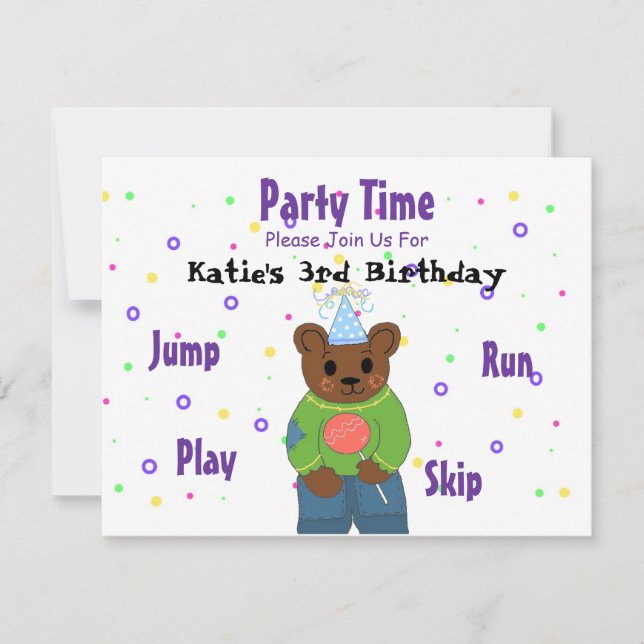 Teddybear Party Time Invitation (Front)