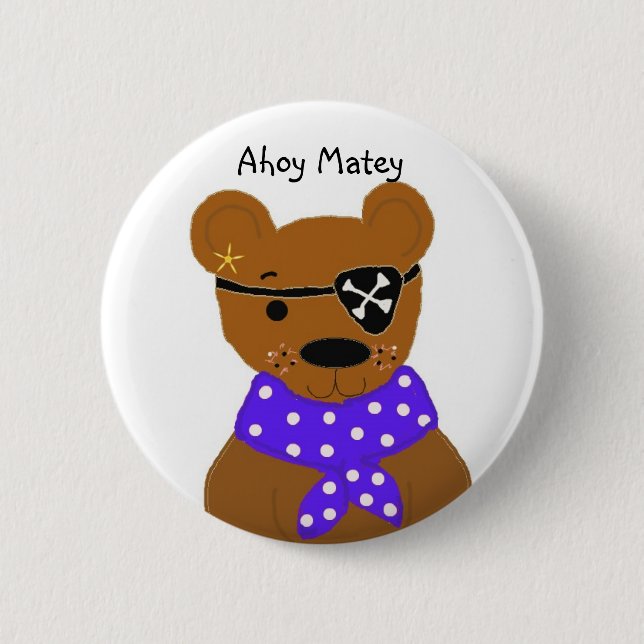 Teddybear Pirate 6 Cm Round Badge (Front)