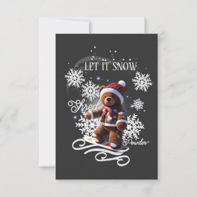 TeddyBear Snowboard/Shred/Flat Greeting Card (Front)
