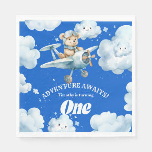 Teddy's First Birthday Expedition Napkin