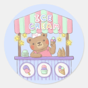 Teddy's Ice Cream Parlor Classic Round Sticker