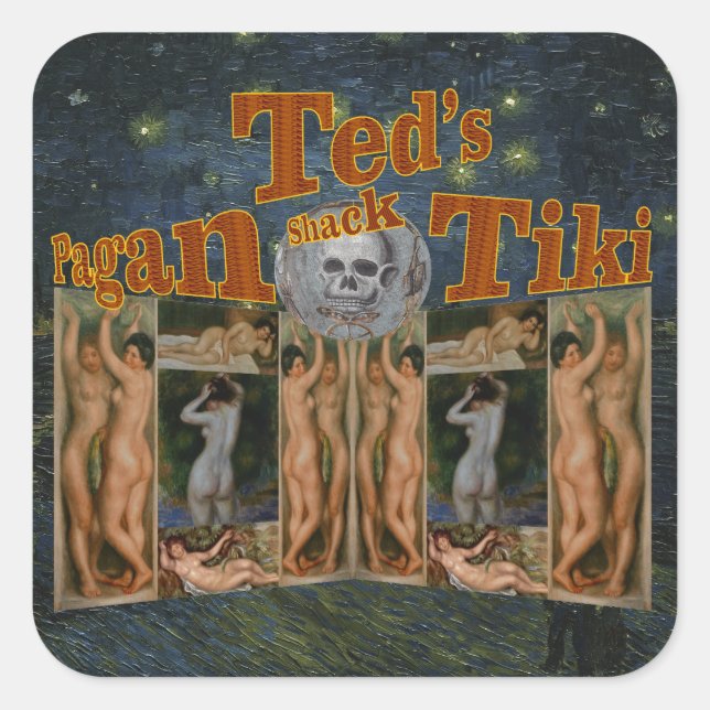 Ted's Pagan Tiki Shack Square Sticker (Front)