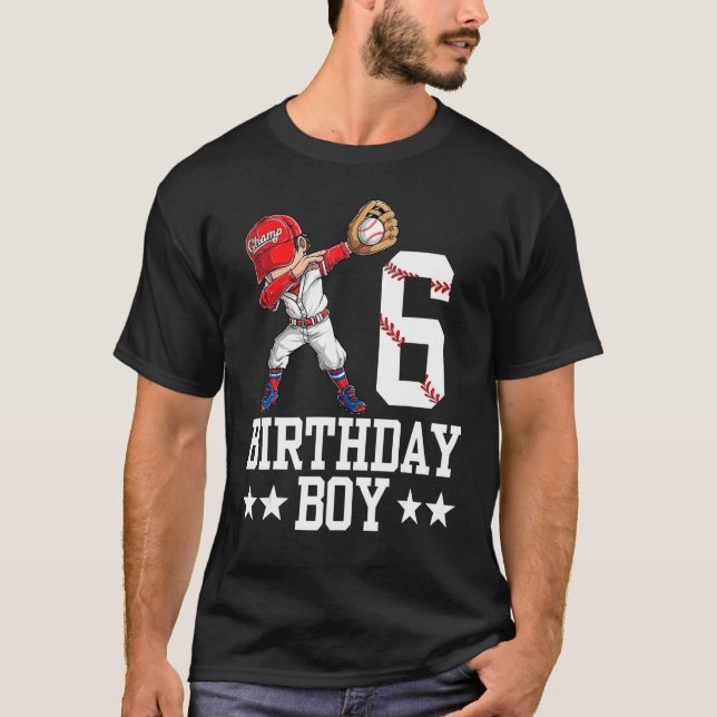 Tee 6th Birthday Baseball Dabbing 6 Year Old Baseb (Front)