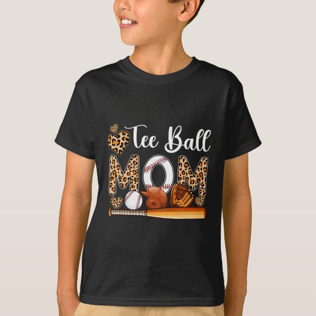 Tee Ball Cute Mum Leopard Costume Baseball Mother' (Front)