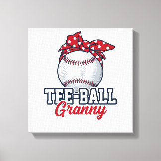 Tee Ball Granny Baseball Bow Vintage Shirt_1 Canvas Print