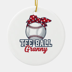 Tee Ball Granny Baseball Bow Vintage Shirt_1 Ceramic Tree Decoration