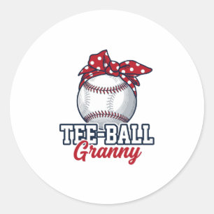 Tee Ball Granny Baseball Bow Vintage Shirt_1 Classic Round Sticker