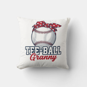 Tee Ball Granny Baseball Bow Vintage Shirt_1 Cushion