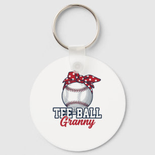 Tee Ball Granny Baseball Bow Vintage Shirt_1 Key Ring