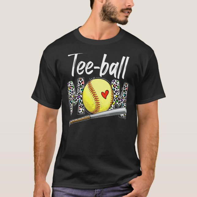 Tee Ball Mum Leopard Softball Player  Mother's Day (Front)