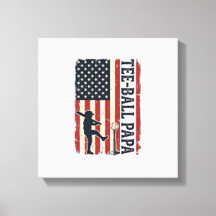 Tee Ball Papa American Flag Vintage Shirt Design_1 Canvas Print