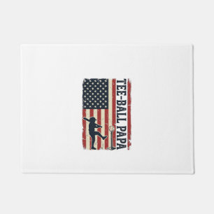Tee Ball Papa American Flag Vintage Shirt Design_1 Doormat