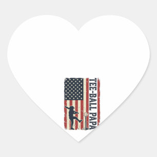 Tee Ball Papa American Flag Vintage Shirt Design_1 Heart Sticker