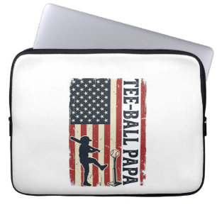 Tee Ball Papa American Flag Vintage Shirt Design_1 Laptop Sleeve