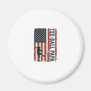 Tee Ball Papa American Flag Vintage Shirt Design_1 Magnet