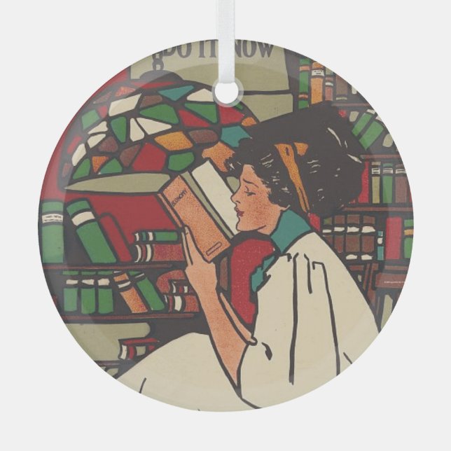 TEE Book Worm Glass Ornament (Front)