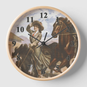 TEE Cowgirl Old School Clock