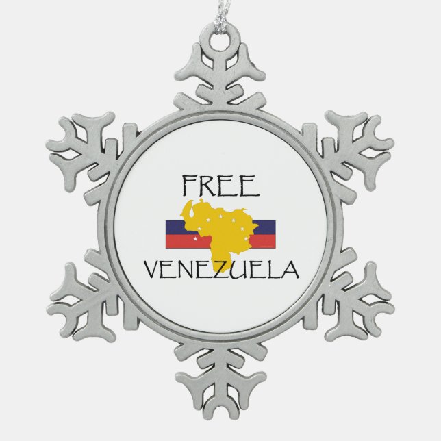 TEE Free Venezuela Snowflake Pewter Christmas Ornament (Front)