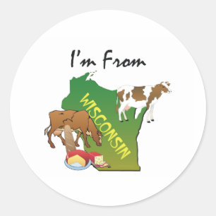 TEE I'm From Wisconsin Classic Round Sticker