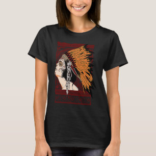 Tee Indian Girl Aztec Tribal Arrow Feathers Lizard