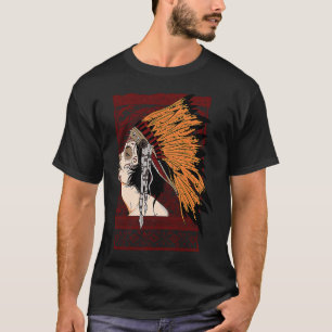 Tee Indian Girl Aztec Tribal Arrow Feathers Lizard