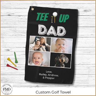 Tee It Up Dad Custom Father's Day 4 Photo Golf Towel
