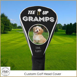Tee It Up Gramps Custom Pet Photo Father Day Black Golf Head Cover