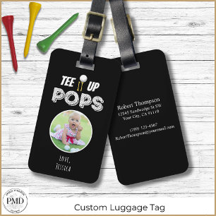 Tee It Up Pops Custom Photo Fathers Day Black Luggage Tag