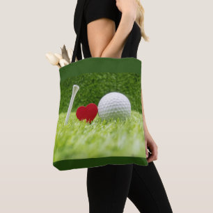 Tee love golf ball I love golf Tote Bag
