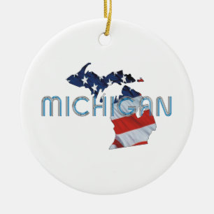 TEE Michigan Patriot Ceramic Tree Decoration