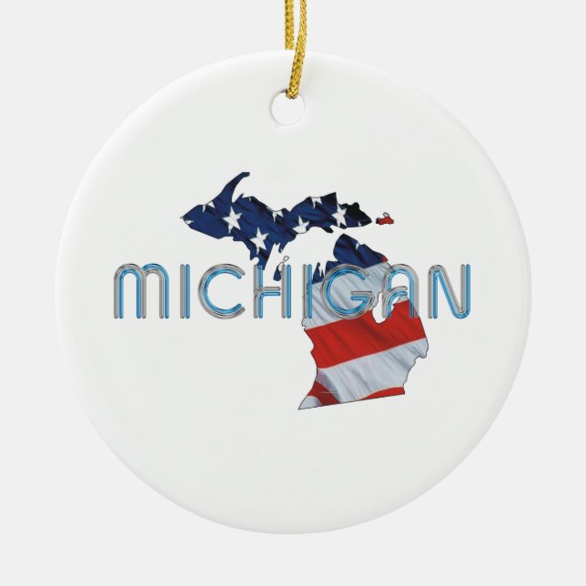 TEE Michigan Patriot Ceramic Tree Decoration (Front)