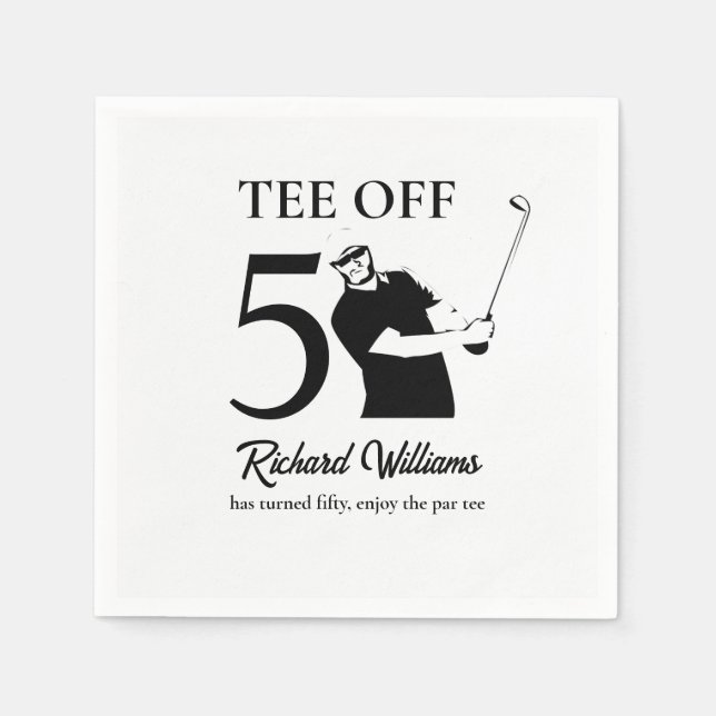 Tee Off Start of A New Era Men's 50th Birthday  Napkin (Front)