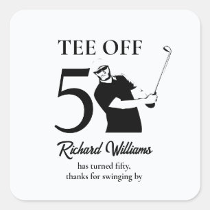 Tee Off Start of A New Era Men's 50th Birthday Square Sticker