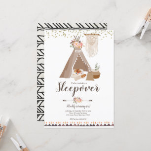 Tee Pee Sleepover Girl Birthday Party Invitation