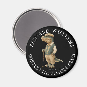 Tee-Rex Dinosaur Custom Golfer Name And Club Magnet