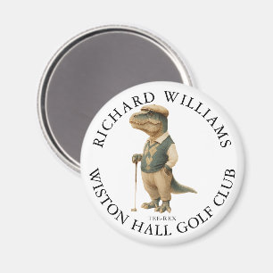 Tee-Rex Dinosaur Custom Golfer Name And Club Magnet