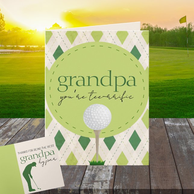 Tee-rrific Personalised Argyle Golf Folding Gift Card (Golf Best by Par Best in the Game Folding Gift Greeting Card for Him or Her)