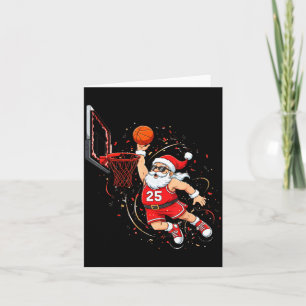 Tee Shirt Basketball Santa Dunking Christmas Holid Card