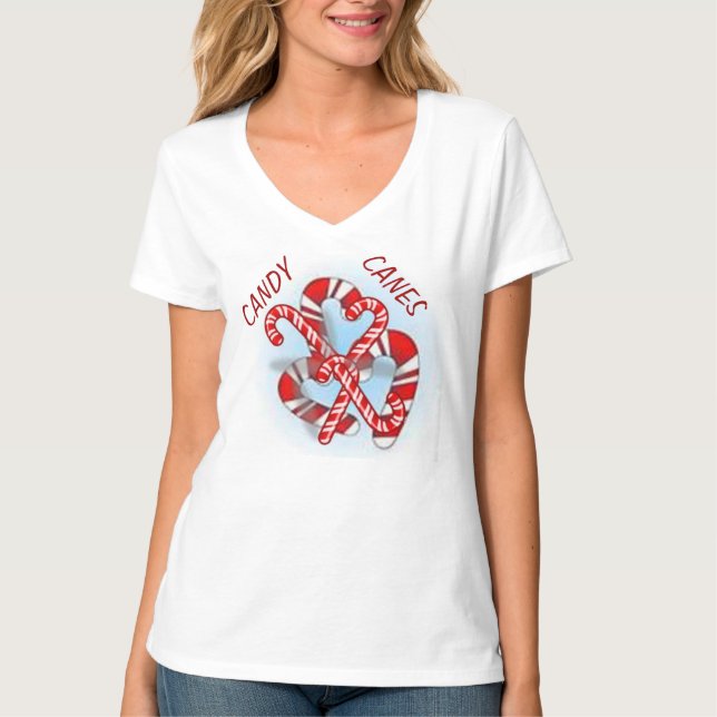 TEE SHIRT CANDY CANES WOMENS (Front)