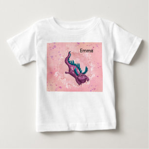 Tee Shirt for Baby Girl with Dragon in Pink