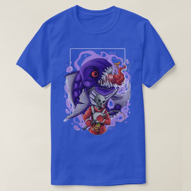 Tee Skeleton Attacks a Large Fish Monster Sea Pira (Design Front)