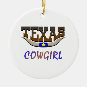 TEE Texas Cowgirl Ceramic Tree Decoration