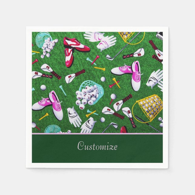 Tee Time Girly Golf Napkin (Front)