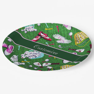 Tee Time Girly Golf Paper Plate