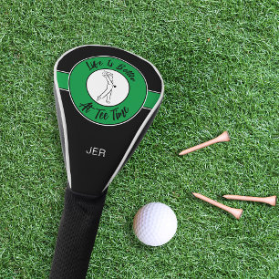 Tee Time Golfer Sports Humour Monogram Black Green Golf Head Cover
